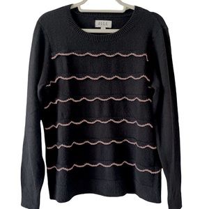 Elle Black and metallic pink scalloped black sweater. Incredibly soft. Size M